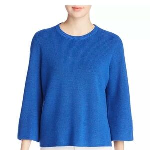 Eileen Fisher Merino Wool Boxy Sweater Blue Bell Sleeves Small NWT NEW